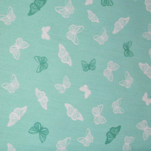 Poplin fabric 100% cotton butterflies green