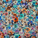 Tissu satin de soie imprimé floral multicolore