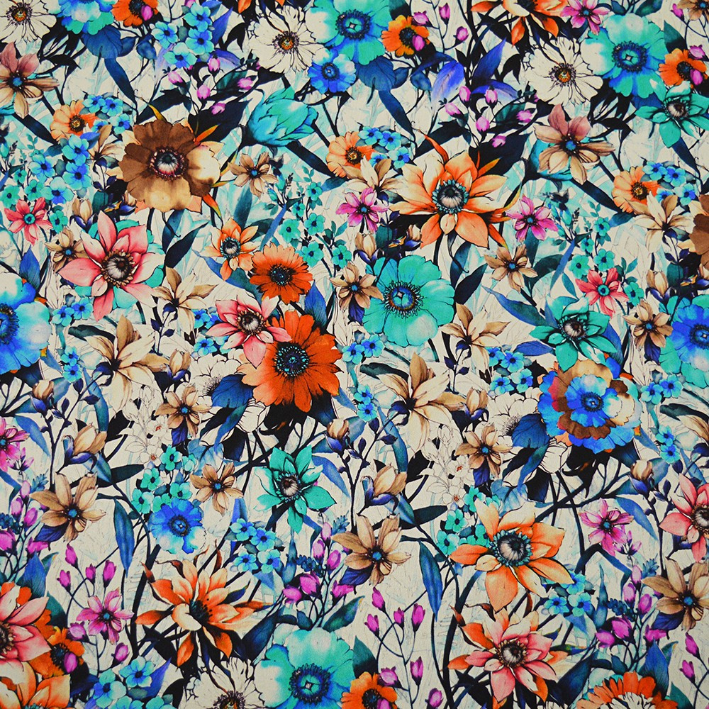 Floral satin silk print fabric Floral satin silk print fabric