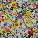 Multicolored floral satin silk print fabric