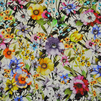 100% silk chiffon fabric multicolored floral print
