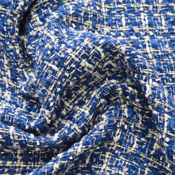 Tissu tissé et irisé effet tweed bleu royal