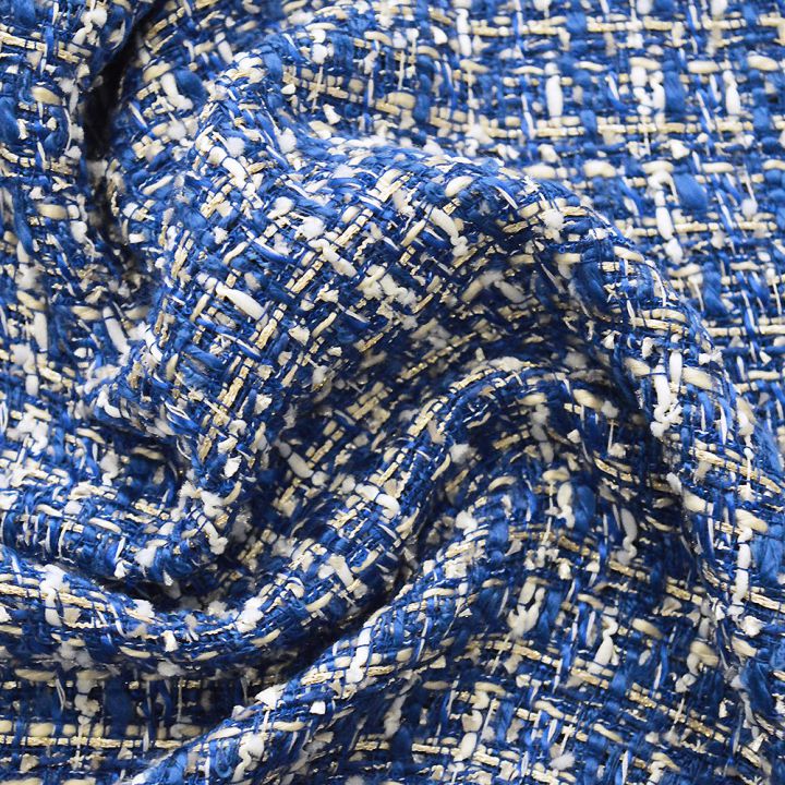 Tweed iridescent woven fabric royal blue