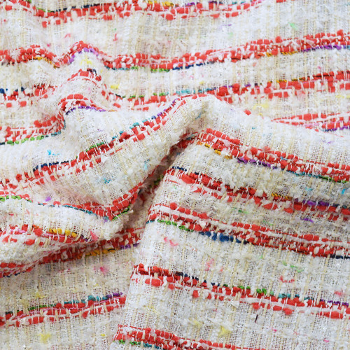 Tweed woven fabric red and white