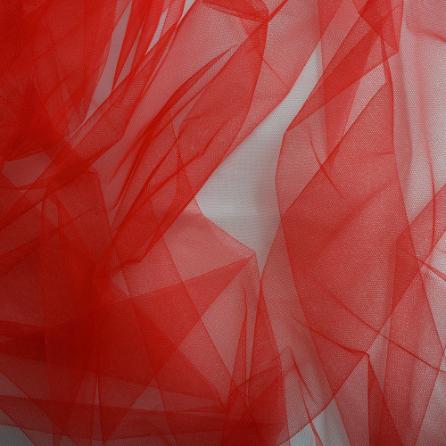 Red illusion tulle fabric