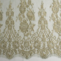 Calais lace laminette gold on khaki green background