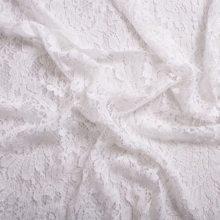 Calais lace embroidered white