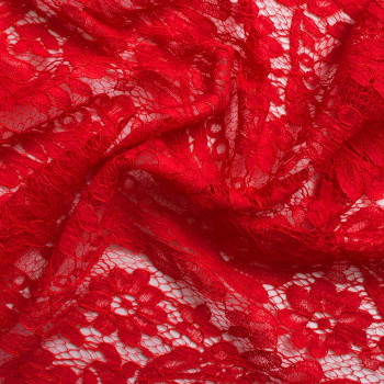 Calais lace embroidered red