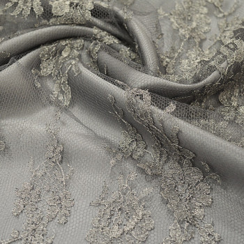 Calais lace laminette charcoal grey