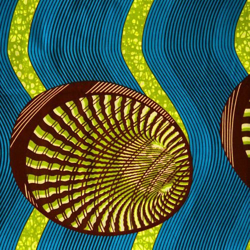 African wax fabric shells green blue (2.4 meters)