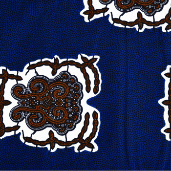 Tissu wax africain paisley à pois bleu orange