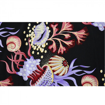 African wax fabric printed japanizing aquatic jellyfish shells