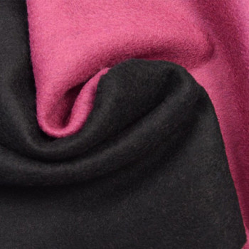 Tissu laine bouillie double face rose/noir
