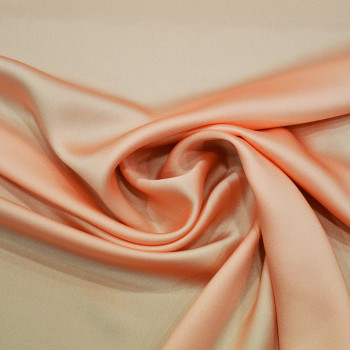 Salmon satin-back cady crepe fabric