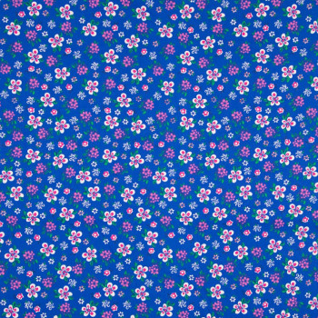 Poplin fabric 100% cotton printed small flowers royal blue background
