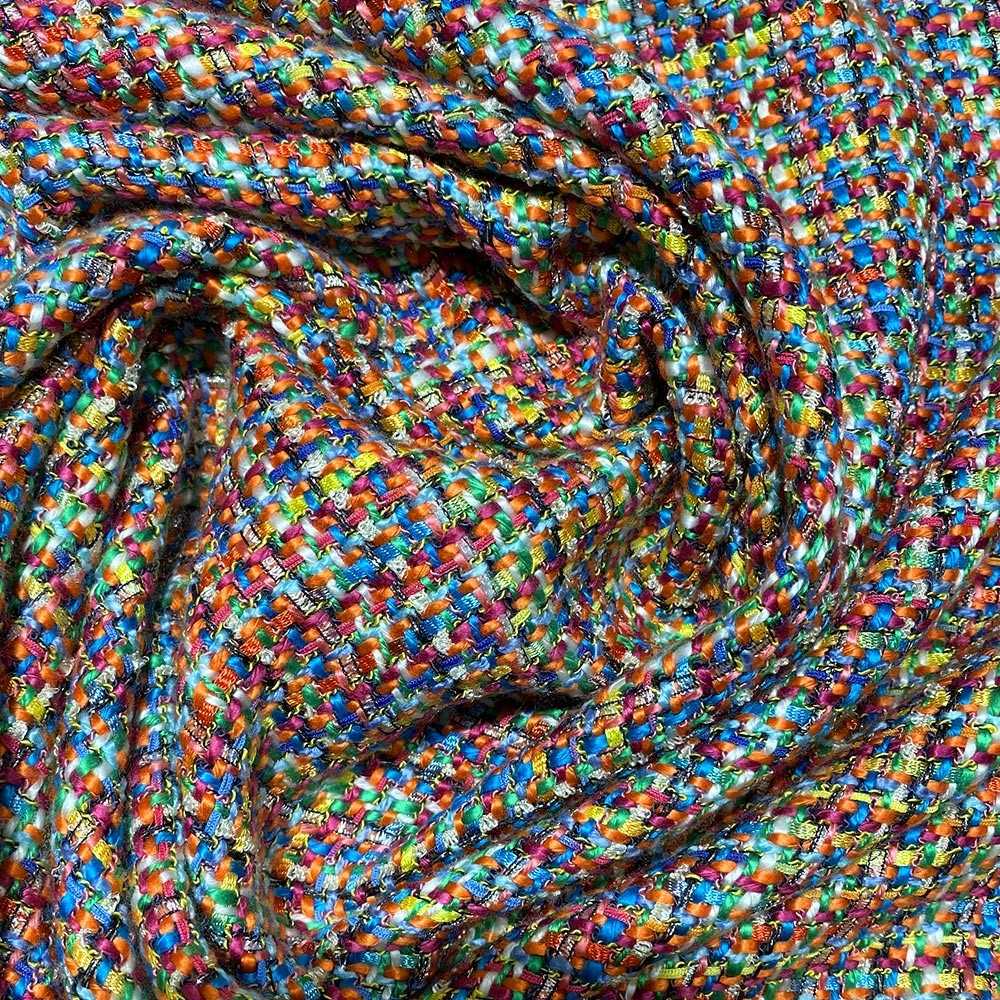 Woven and iridescent fabric with multicolored tweed effect — Tissus en ...