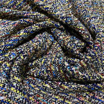 Woven and iridescent fabric tweed effect black gold background and pink multicolor