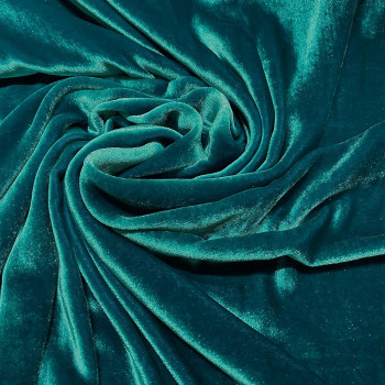 Duck blue sandwashed silk velvet fabric