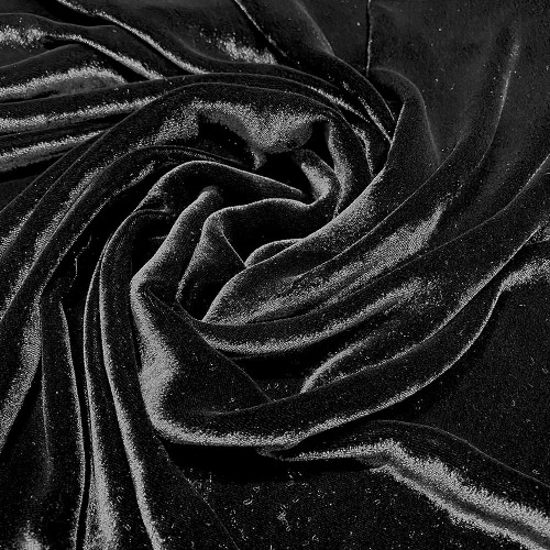 Black sandwashed silk velvet fabric