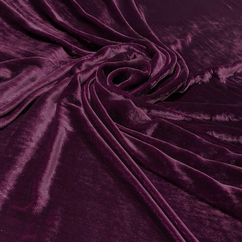 Tissu velours de soie sandwashed violet prune