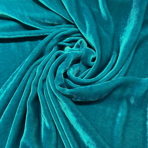 Tissu velours de soie sandwashed bleu turquoise