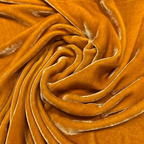 Tissu velours de soie sandwashed jaune