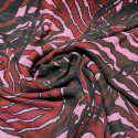 Crinkled silk chiffon with red zebra print