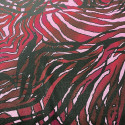 Crinkled silk chiffon with red zebra print