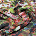 Crinkled silk chiffon with abstract floral print