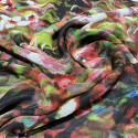Tissu mousseline de soie fripée imprimé floral abstrait
