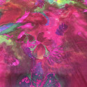 Tissu mousseline de soie fripée imprimé floral psychédélique fuchsia