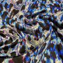 Blue and red panther printed silk chiffon fabric