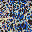 Blue and red panther printed silk chiffon fabric