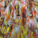 Abstract yellow and orange printed silk chiffon fabric