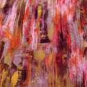 Abstract red and orange printed silk chiffon fabric