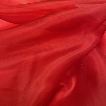 Tissu organza de soie rouge