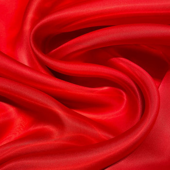 Tissu voile satin double organza de soie rouge