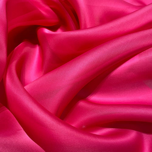 Fuchsia satin silk double organza fabric
