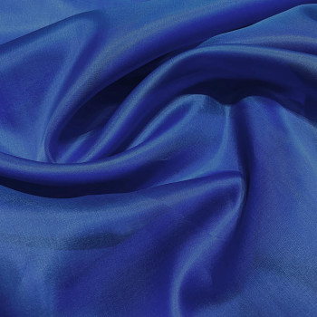 Tissu voile satin double organza de soie bleu