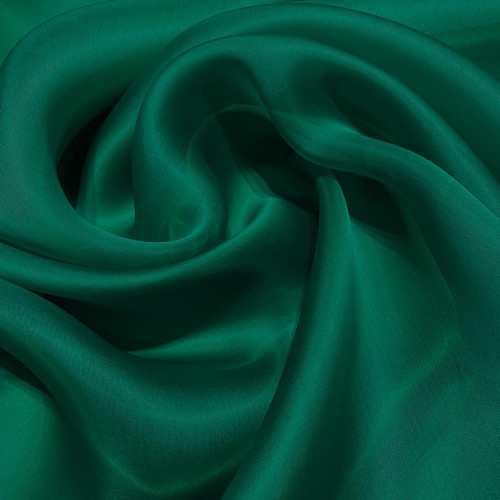 Tissu voile satin double organza de soie vert