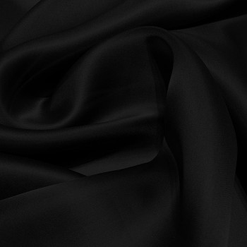 Tissu voile satin double organza de soie noir