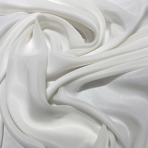 White fluid silk crepe dobby fabric