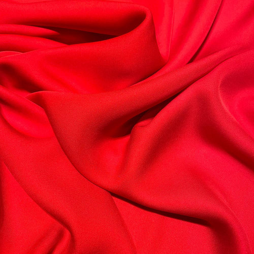 Red fluid silk crepe dobby fabric