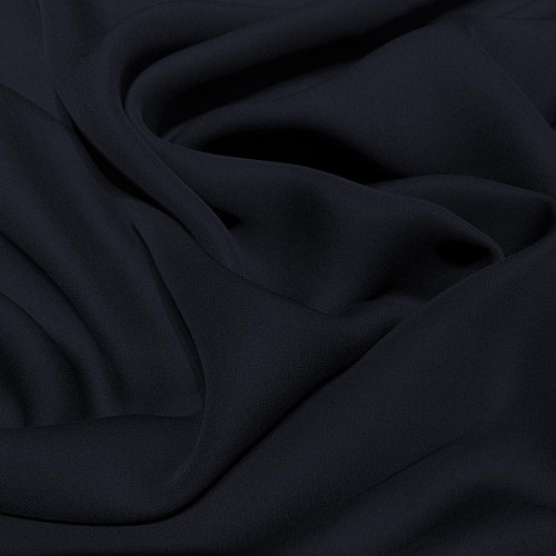 Navy blue fluid silk crepe dobby fabric
