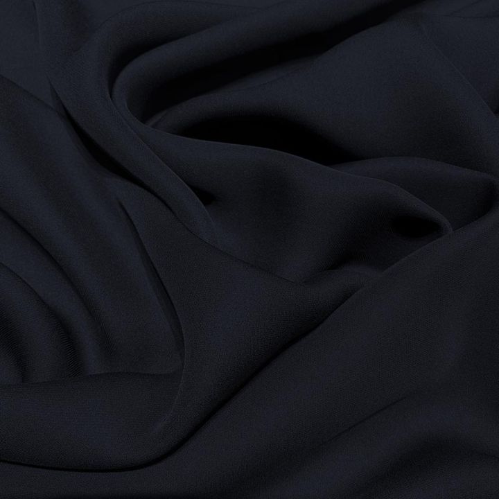 Navy blue fluid silk crepe dobby fabric