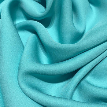 Tissu crêpe de soie fluide bleu aqua