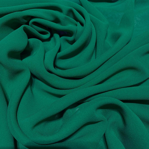 Bottle green crepe silk georgette fabric
