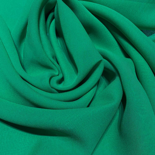 Emerald green crepe silk georgette fabric