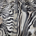 Chiffon fabric with beige zebra satin band print