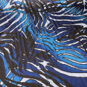 Blue zebra print stretch silk satin fabric